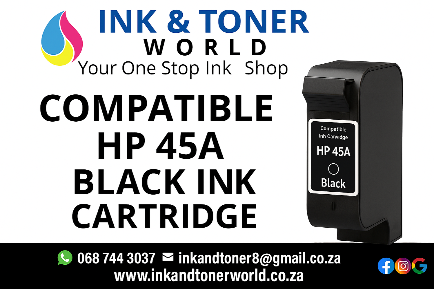 Compatible Hp 45A Black  Ink Cartridge