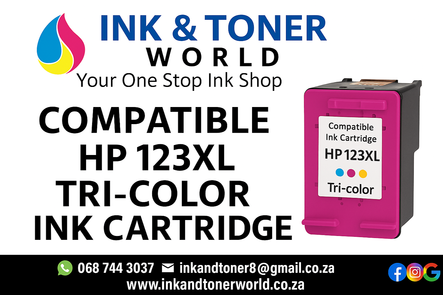 Compatible HP 123XL Tri-color Ink Cartridge (F6V18AE)