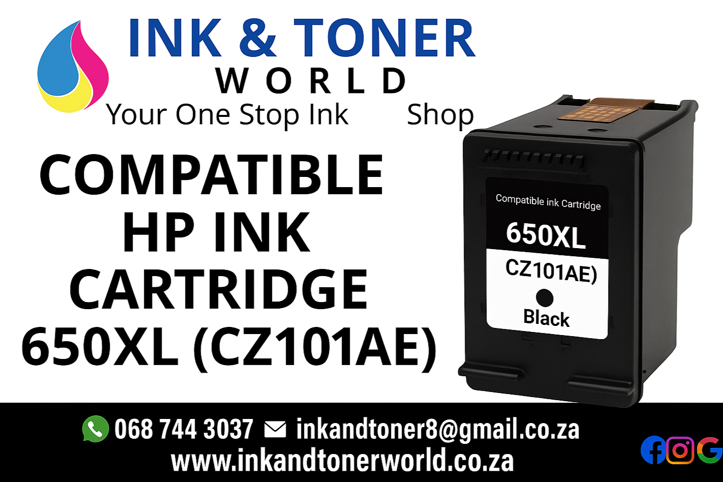 Compatible HP Ink Cartridge 650XL (CZ101AE) - Black
