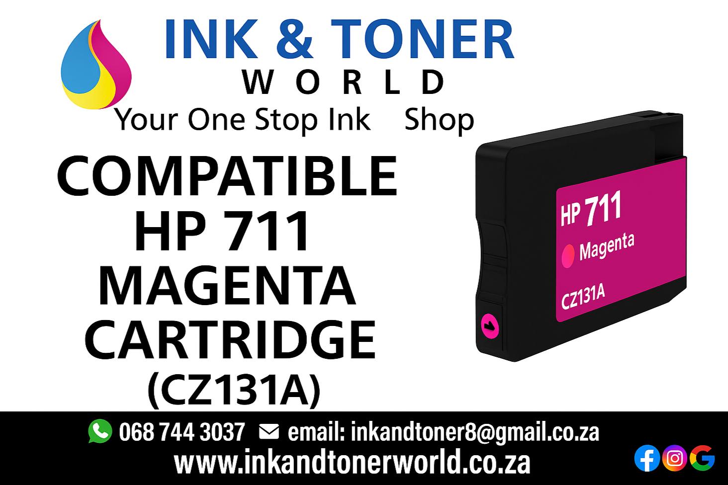 Compatible HP 711 Magenta  Cartridge (CZ131A)