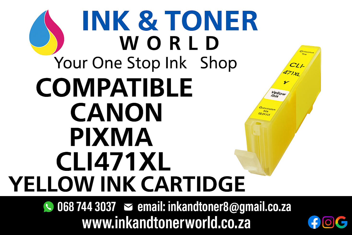 Compatible Canon Pixma CLI471XL Ink Cartridge  Yellow ink cartridge