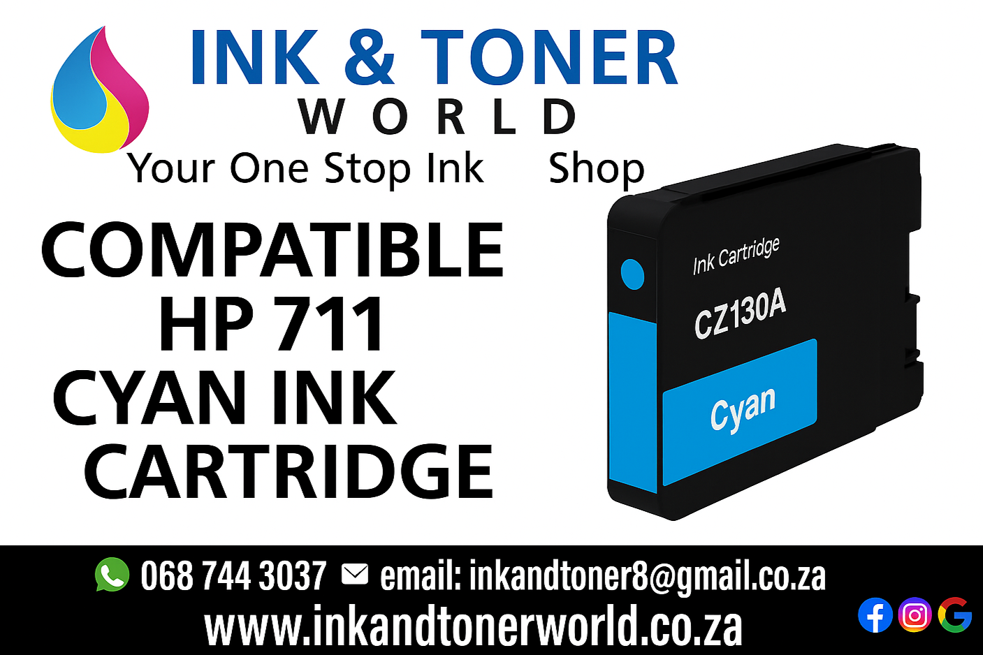 Compatible HP 711 Cyan  Cartridge (CZ130A)