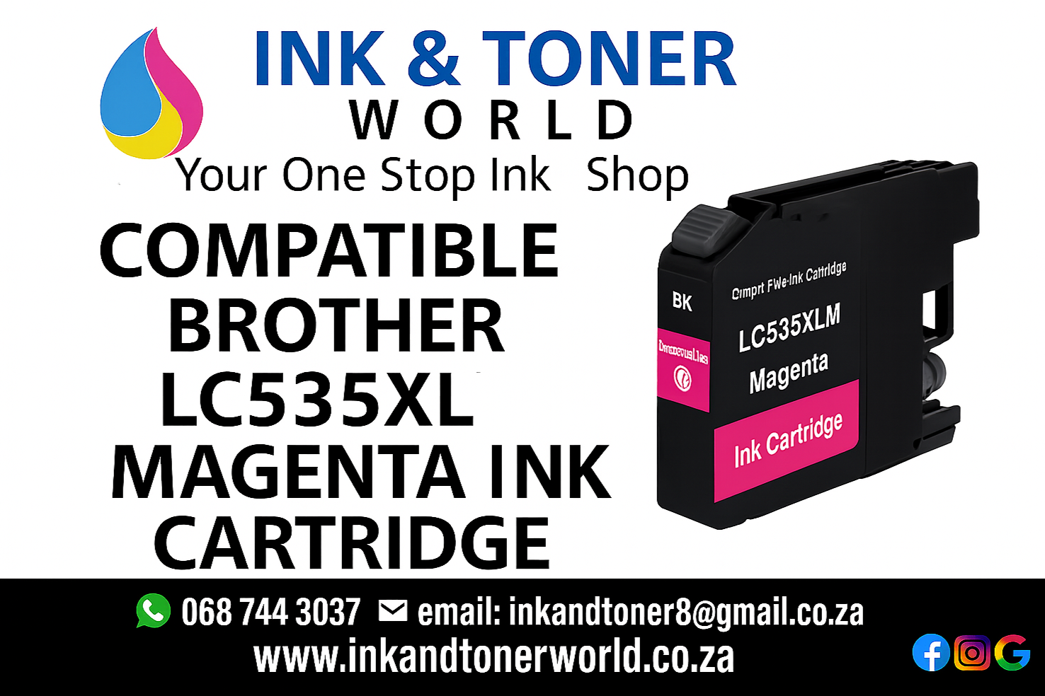 Compatible Brother LC535XL Magenta ink cartridge