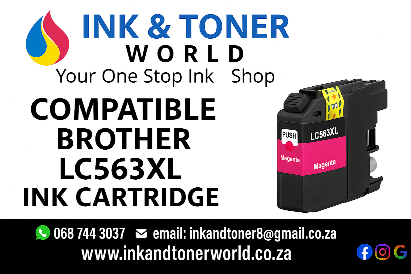 Compatible Brother LC563XL Magenta ink cartridge