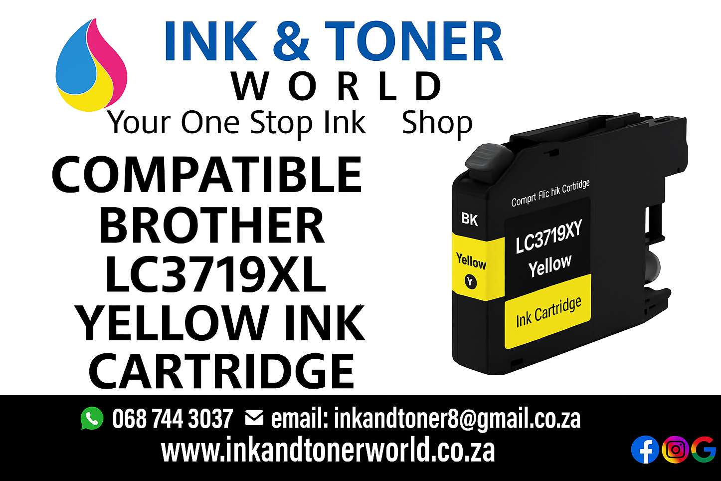 Compatible Brother LC3719XL Yellow ink cartridge