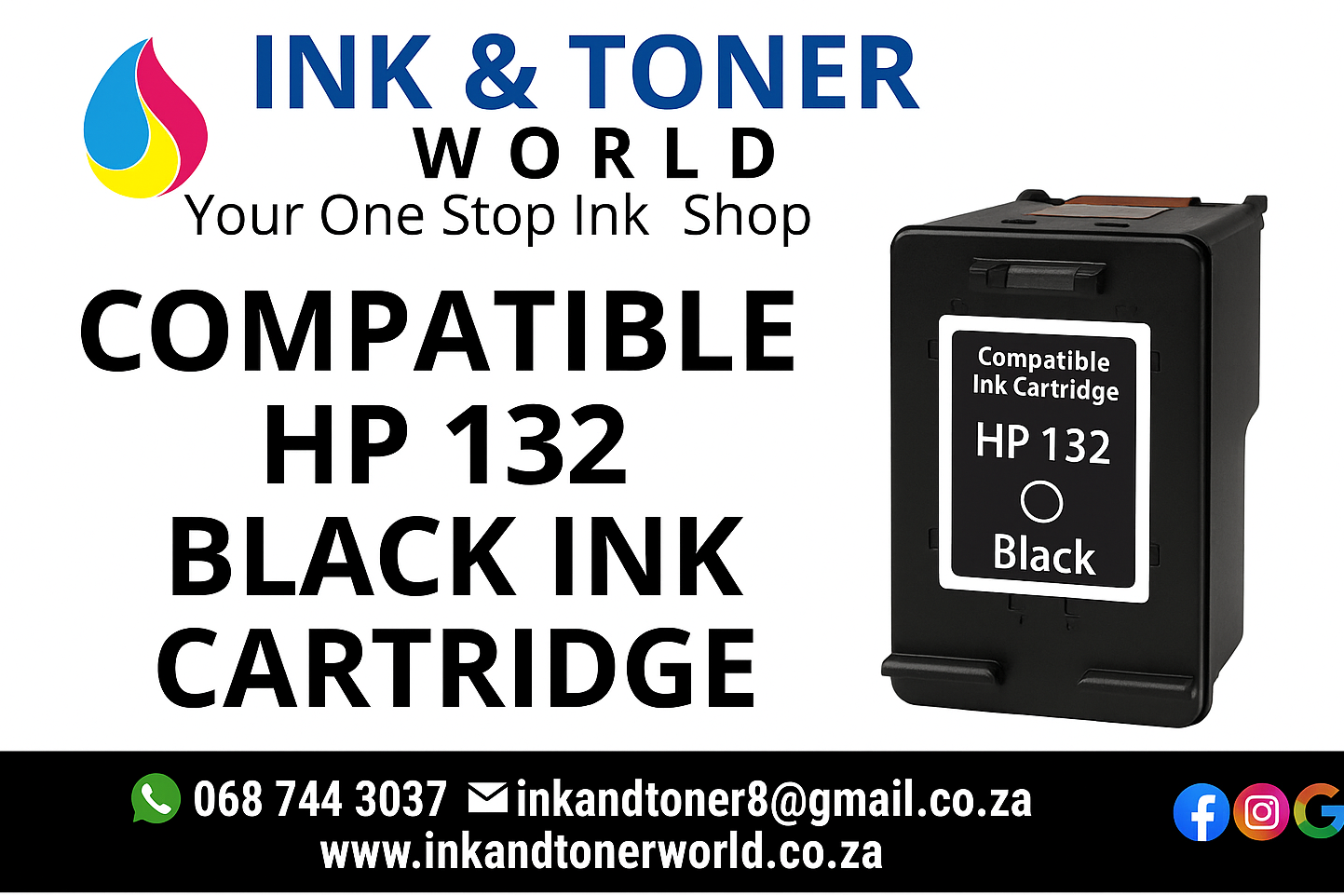 Compatible HP 132 Black Ink Cartridge (C9362HE)