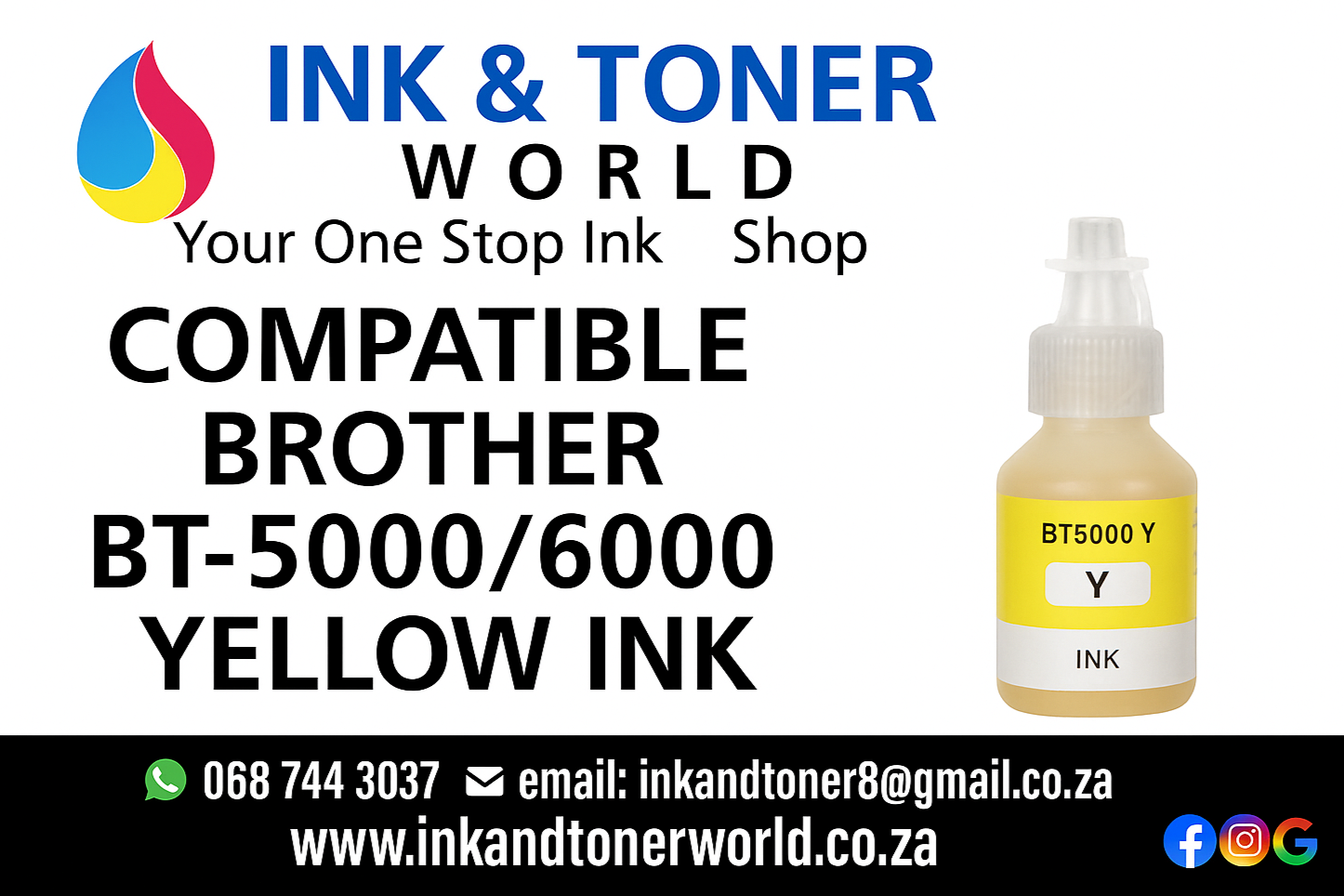 Compatible Brother BT-5000/6000 Yellow Ink