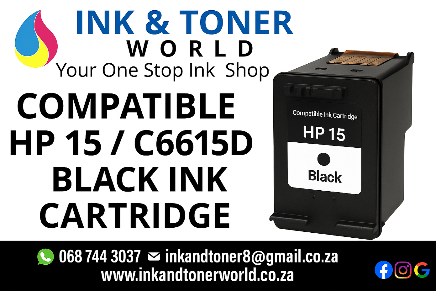 Compatible HP 15 / C6615D Black Ink Cartridge