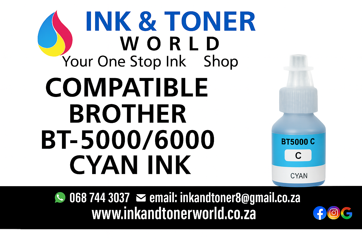 Compatible Brother BT-5000/6000 Cyan Ink