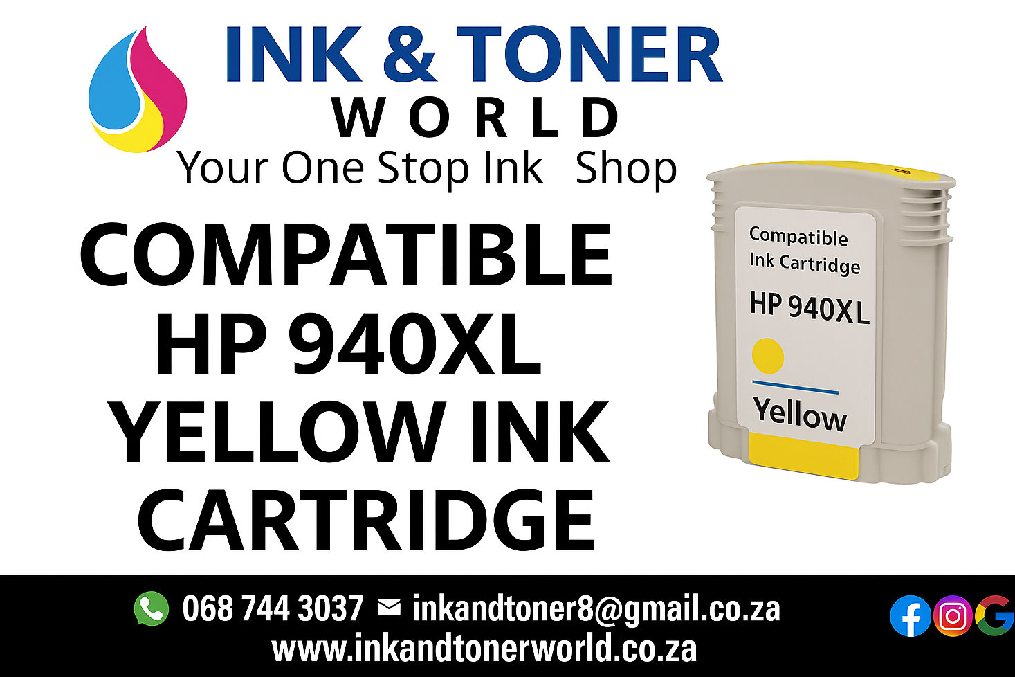 Compatible  HP 940XL yellow ink cartridge C4909A