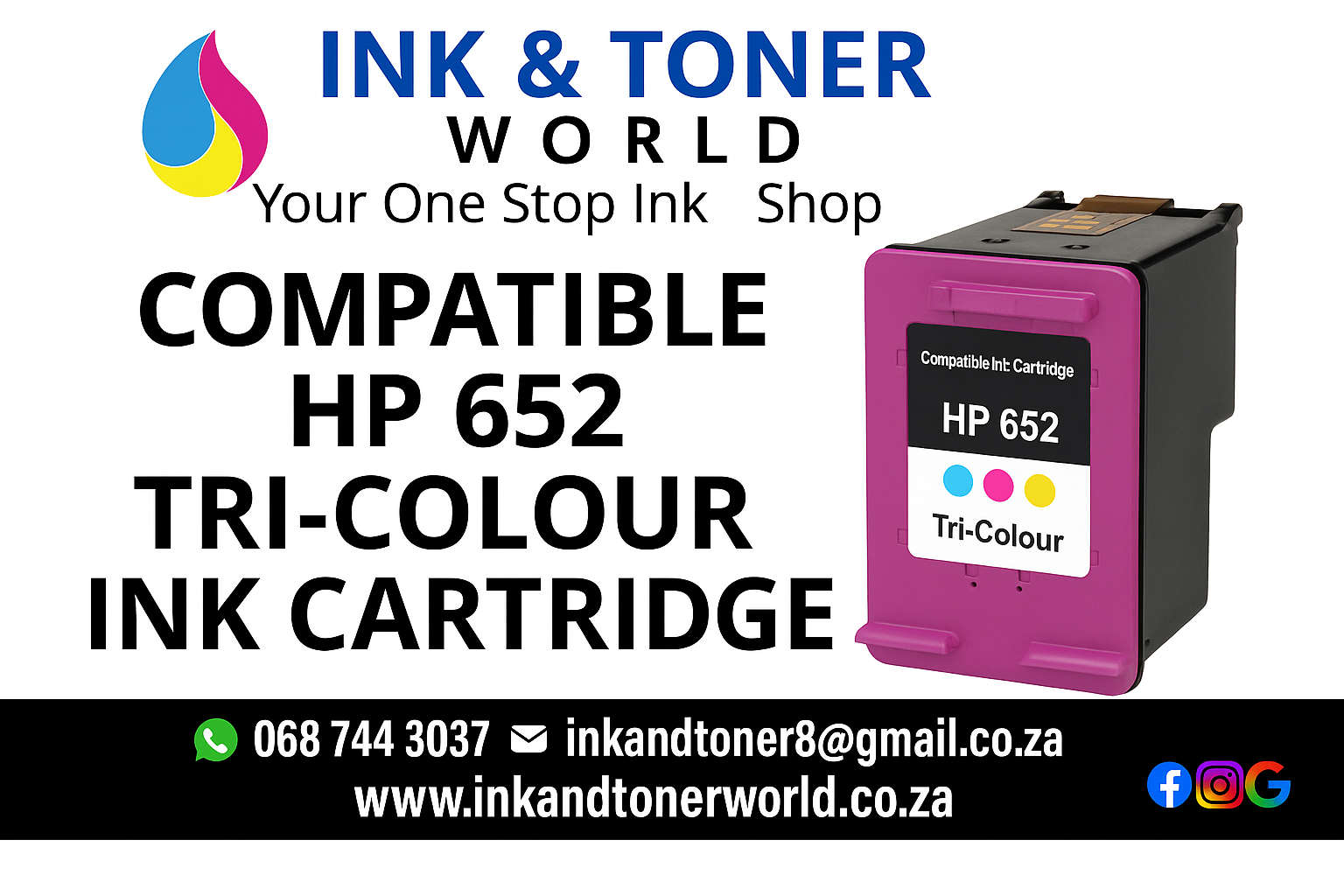 Compatible HP 652 Tri- color ink cartridge