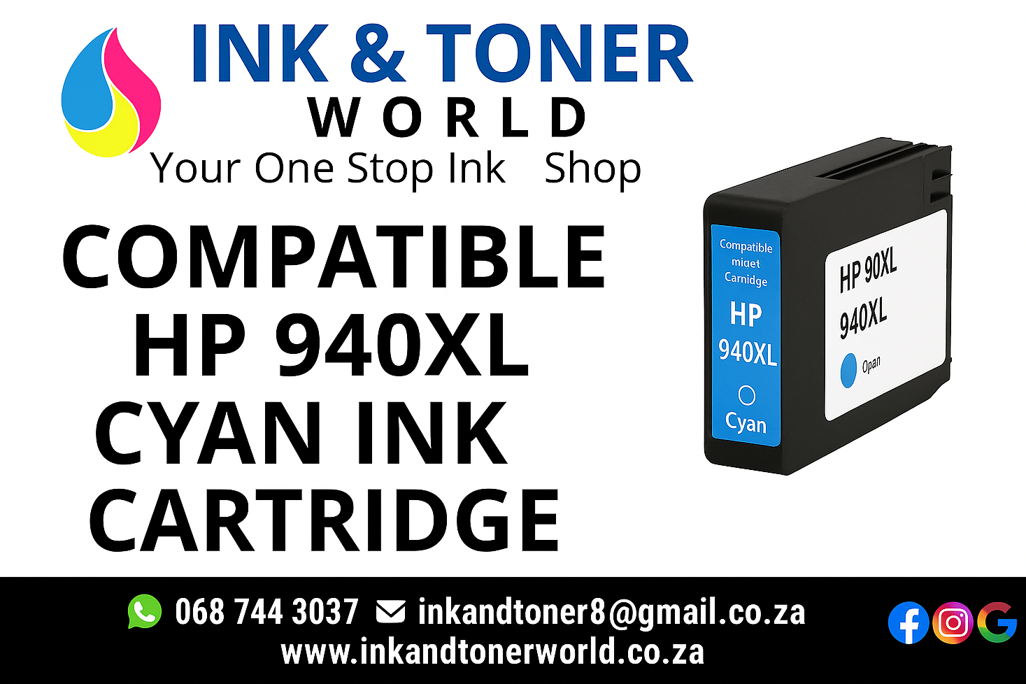 Compatible  HP 940XL cyan ink cartridge C4907A
