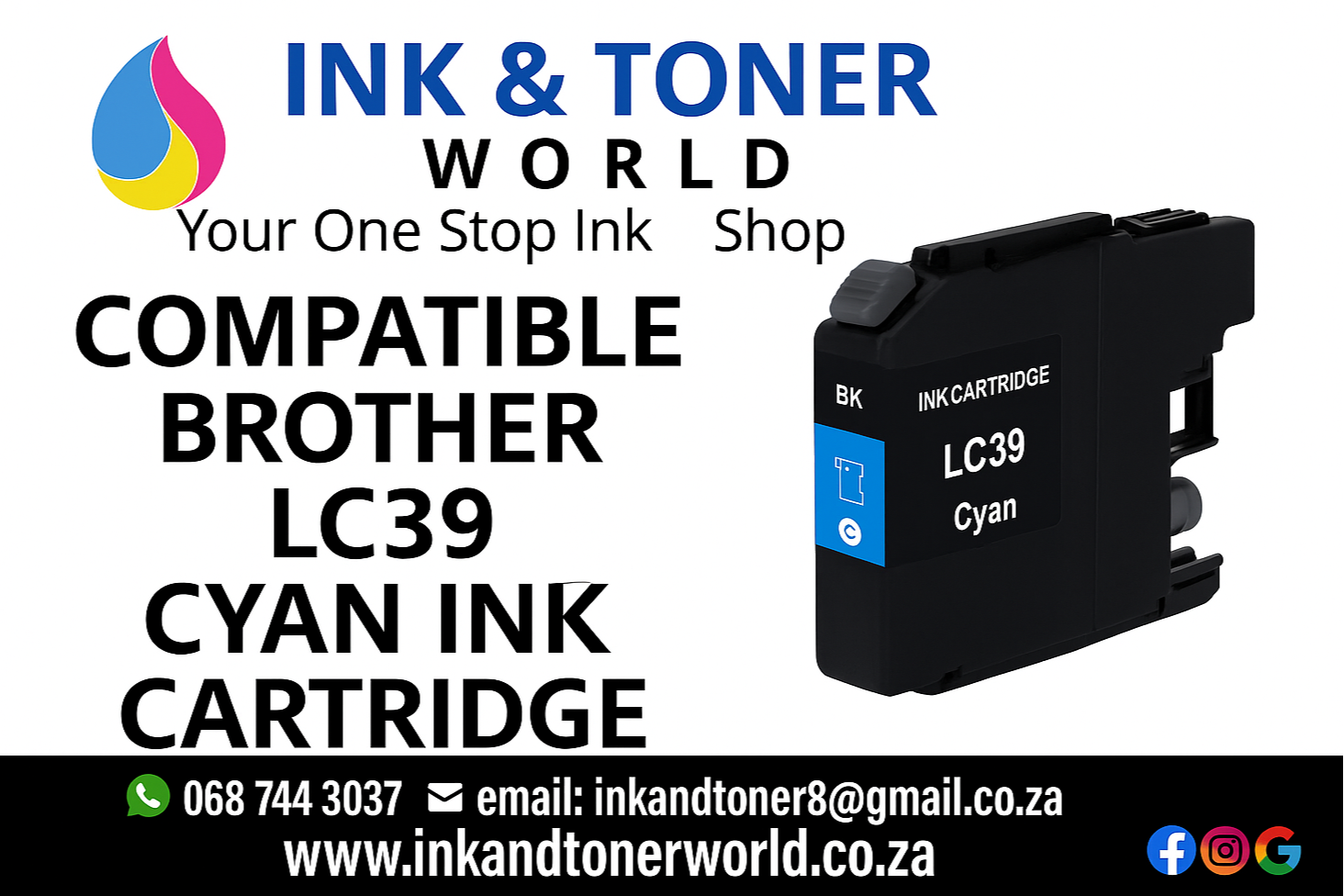 Compatible Brother LC-39 Cyan Ink Cartridge
