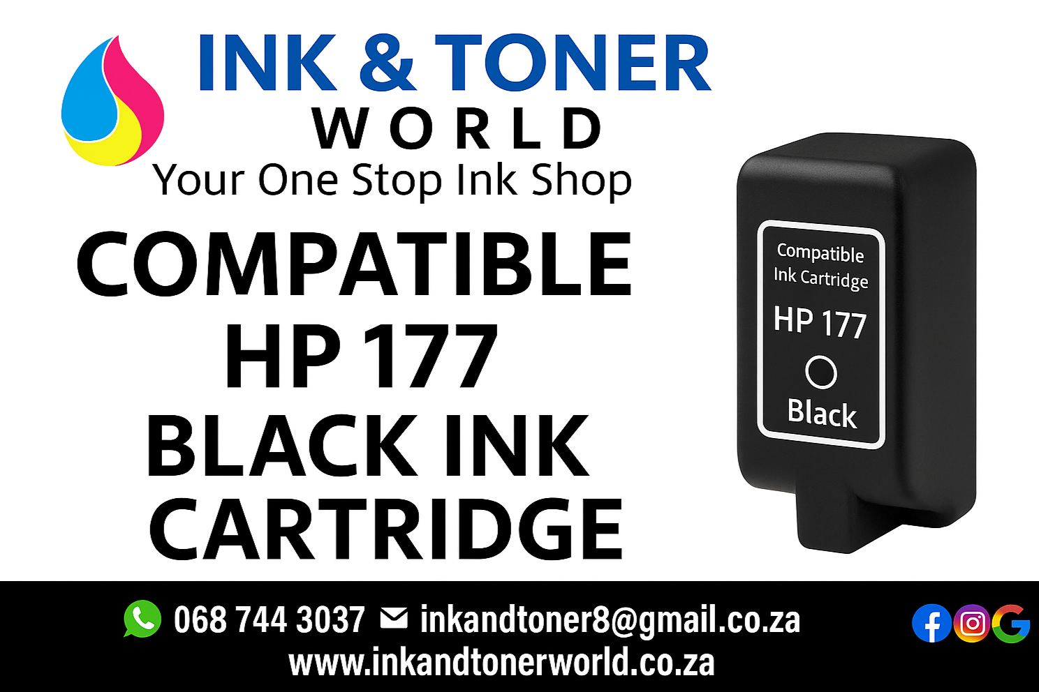 Compatible HP 177 Black ink cartridge(C8719EE)