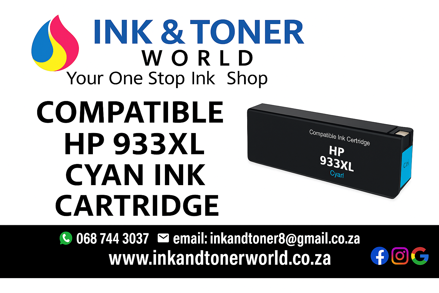 Compatible HP 933XL  CYAN INK CARTRIDGE