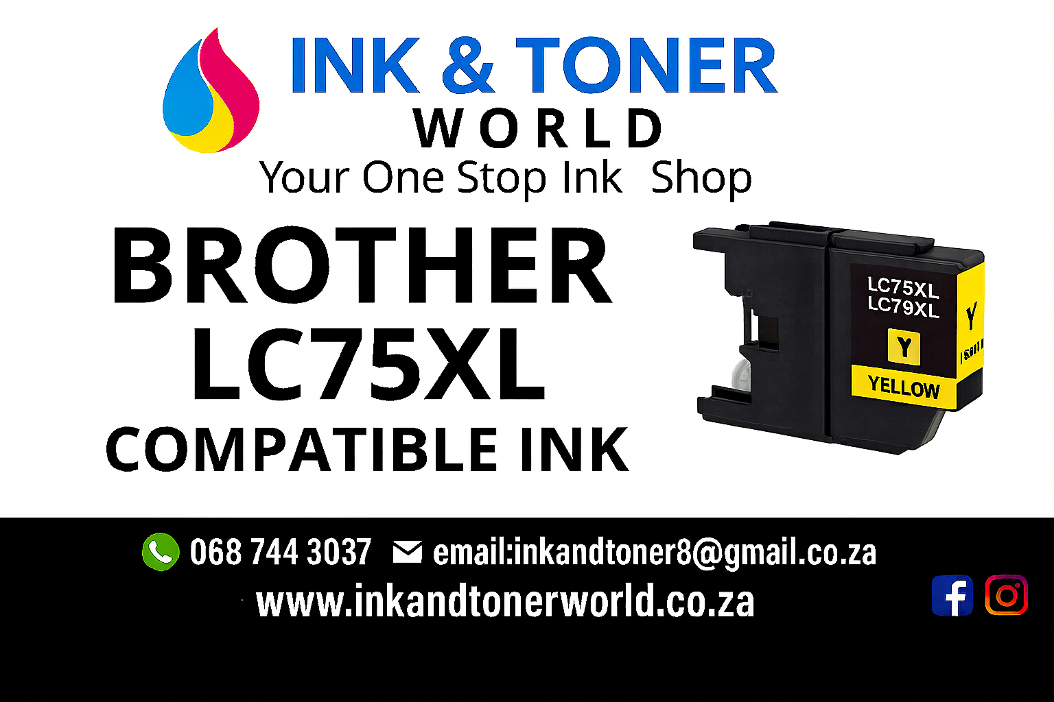 Compatible Brother LC75XL Yellow Ink Cartridge