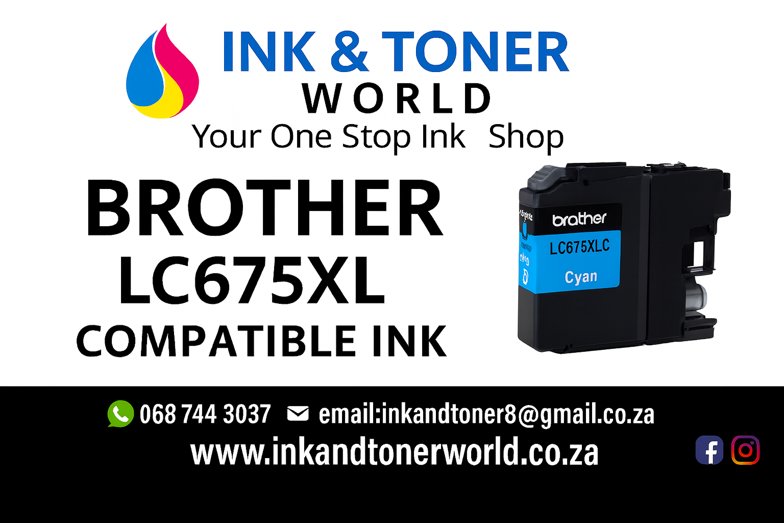 Compatible Brother LC675XL- Cyan  ink