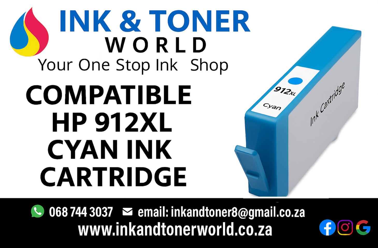 Compatible HP 912XL cyan ink (3YL81AE)