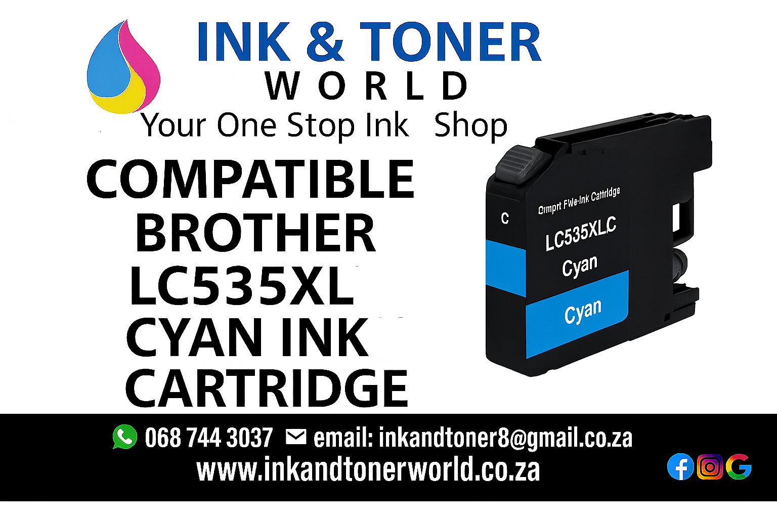 Compatible Brother LC535XL-C Cyan ink cartridge