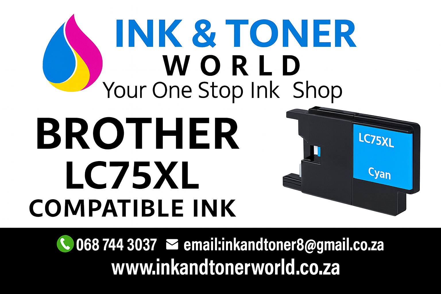 Compatible Brother LC75XL Cyan Ink Cartridge