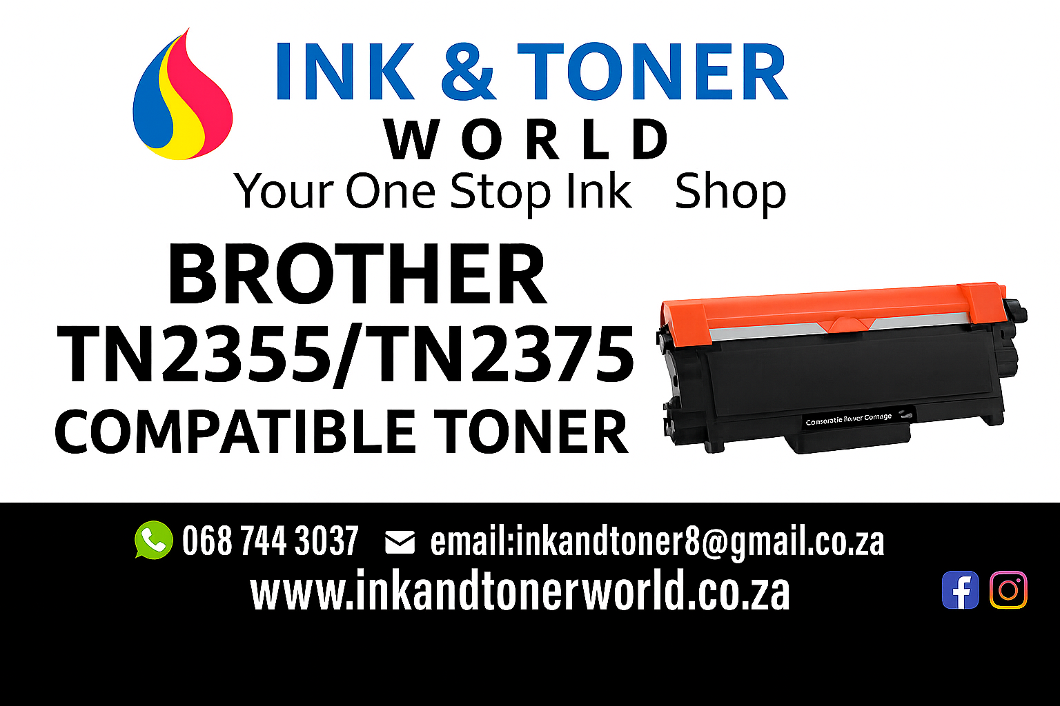 Compatible Brother TN2355/TN2375 black toner cartridge