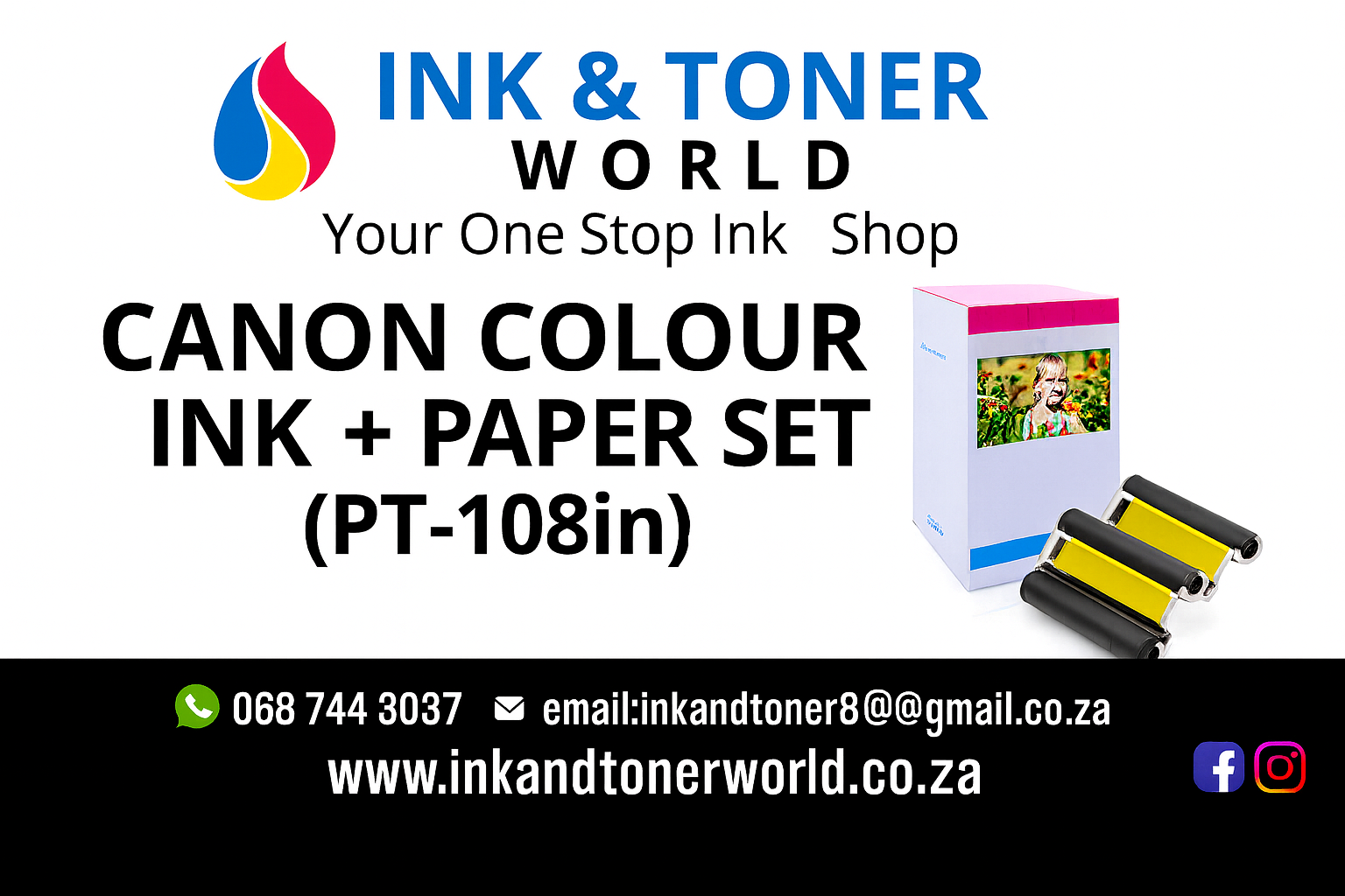 Compatible Canon Colour Ink + Paper Set (PT-108in)
