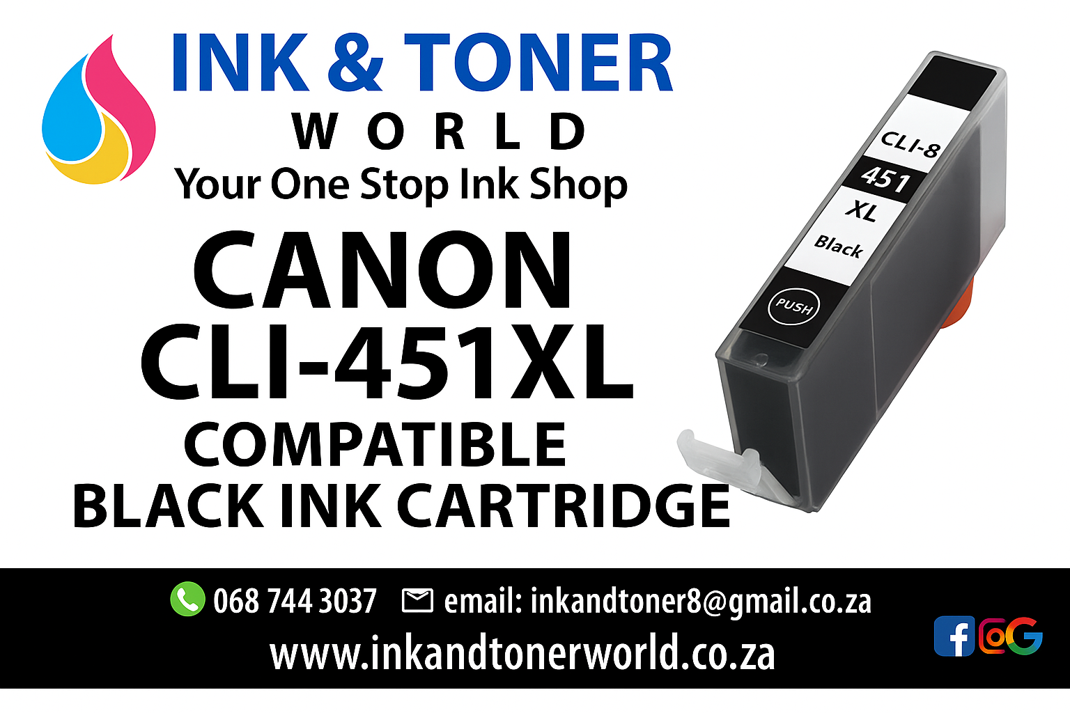 Compatible Canon CLI-451XL Black Ink Cartridge