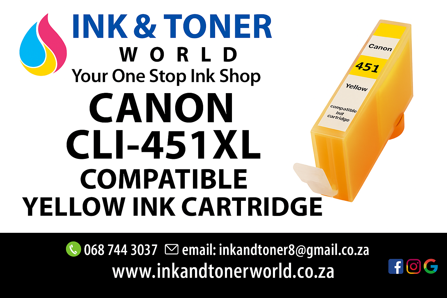 Compatible Canon CLI-451XL Yellow Ink Cartridge