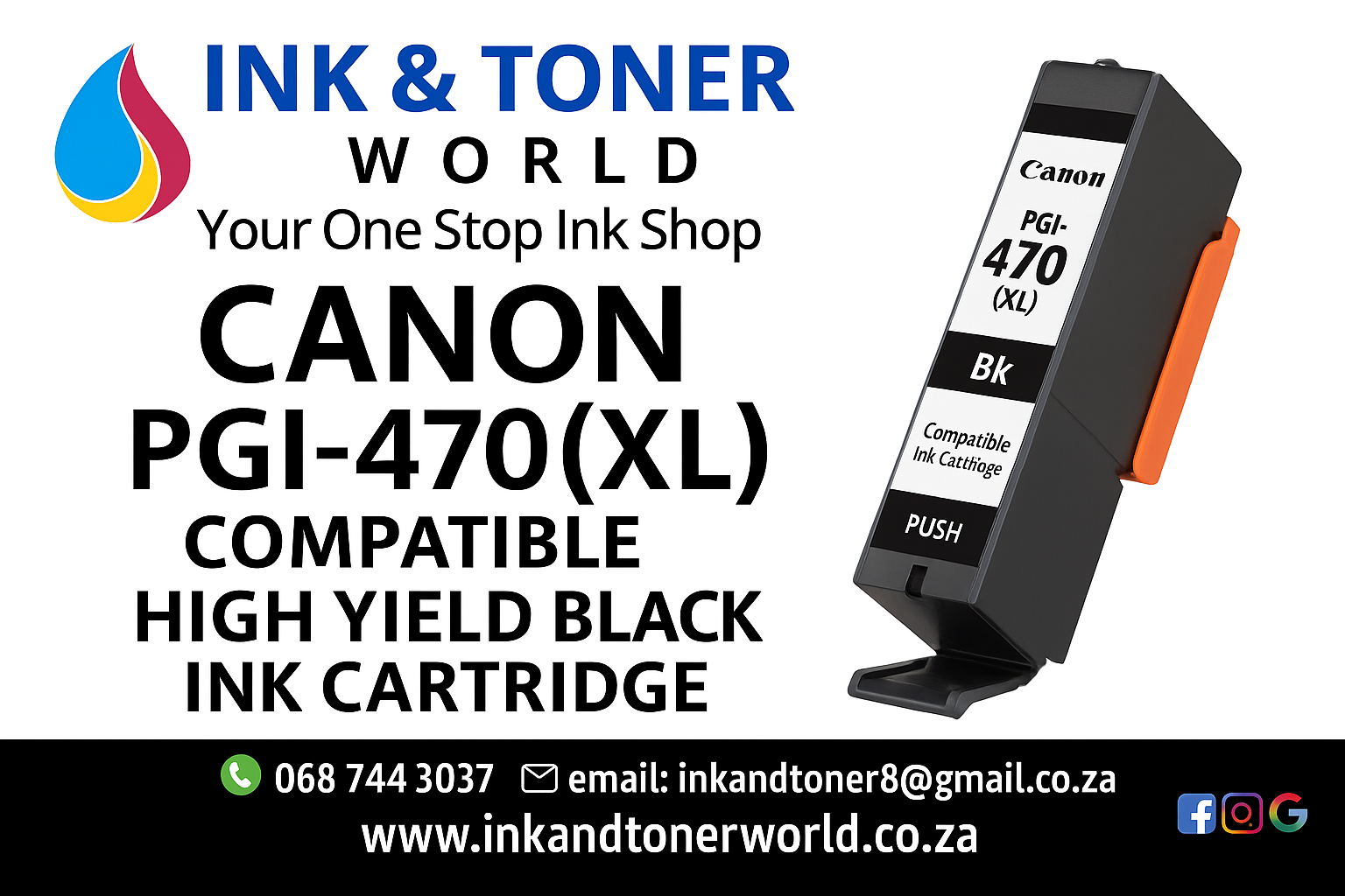 COMPATIBLE CANON PGI-470(XL) HIGH YIELD BLACK INK CARTRIDGE