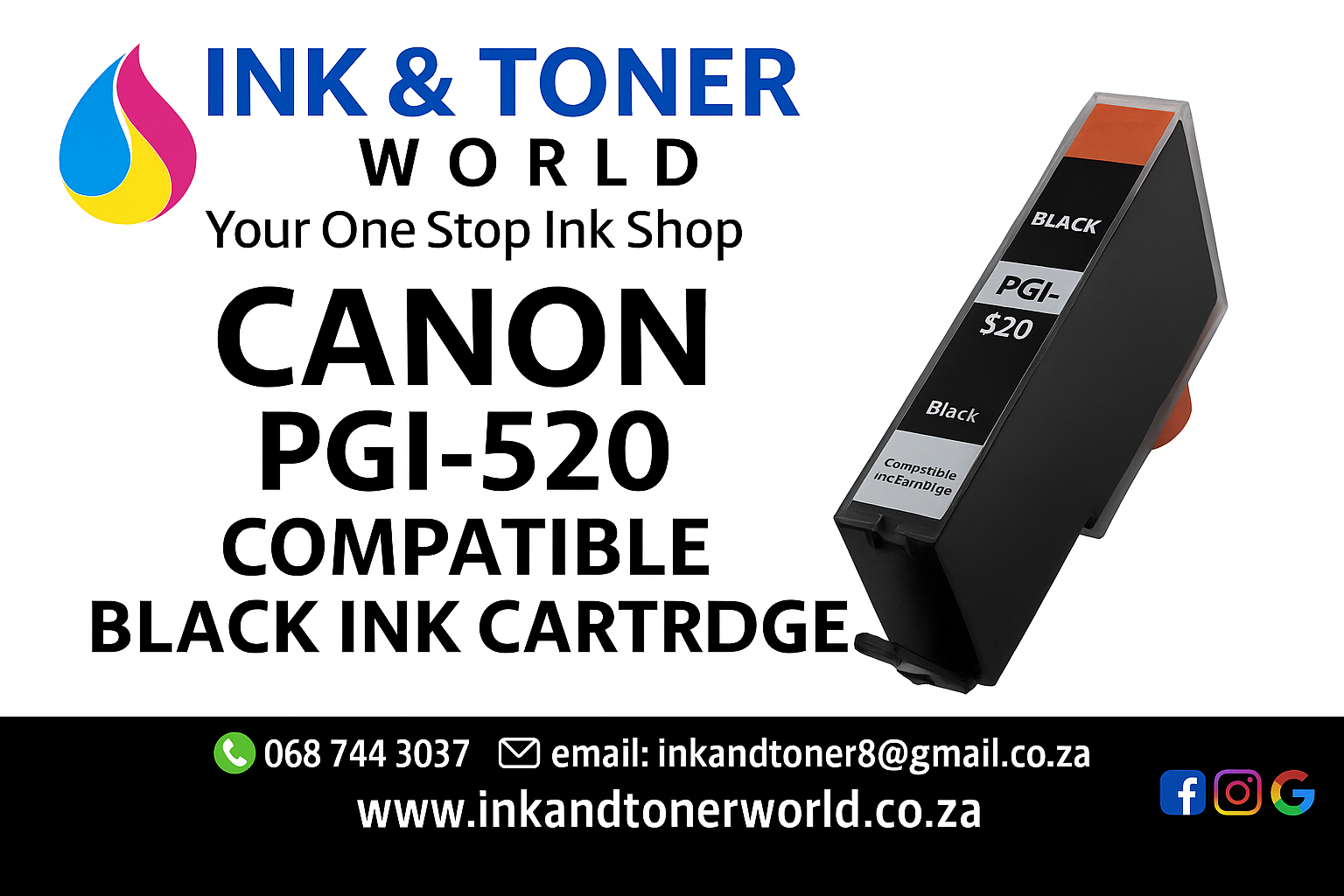 Compatible Canon PGI-520 Black Ink Cartridge