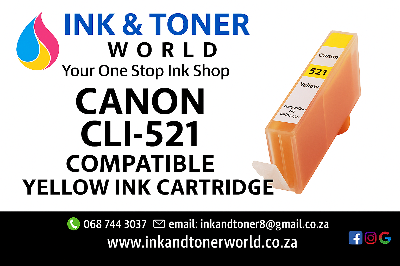 Compatible Canon CLI-521 Yellow Ink Cartridge