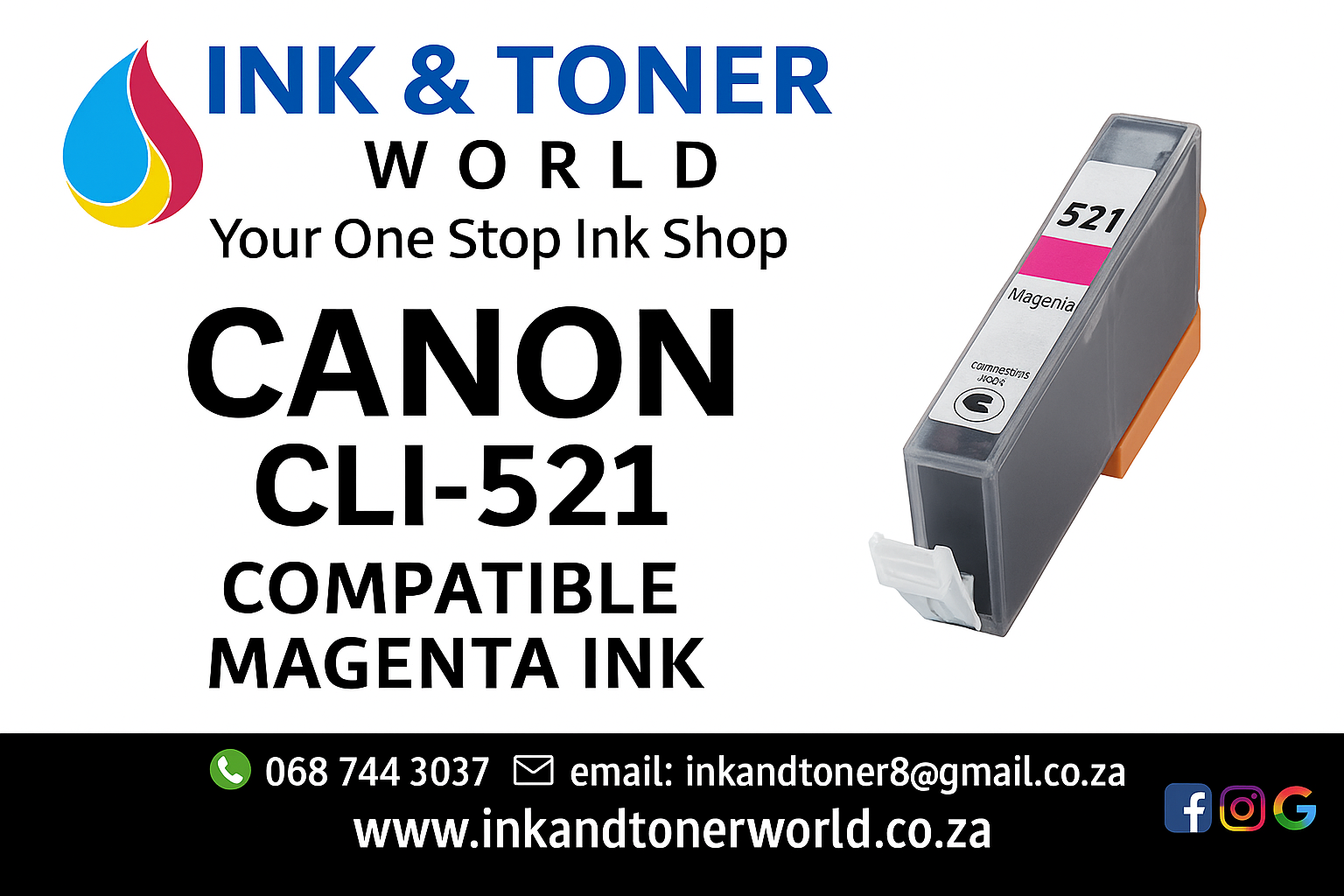 Compatible Canon CLI-521 Magenta Ink Cartridge