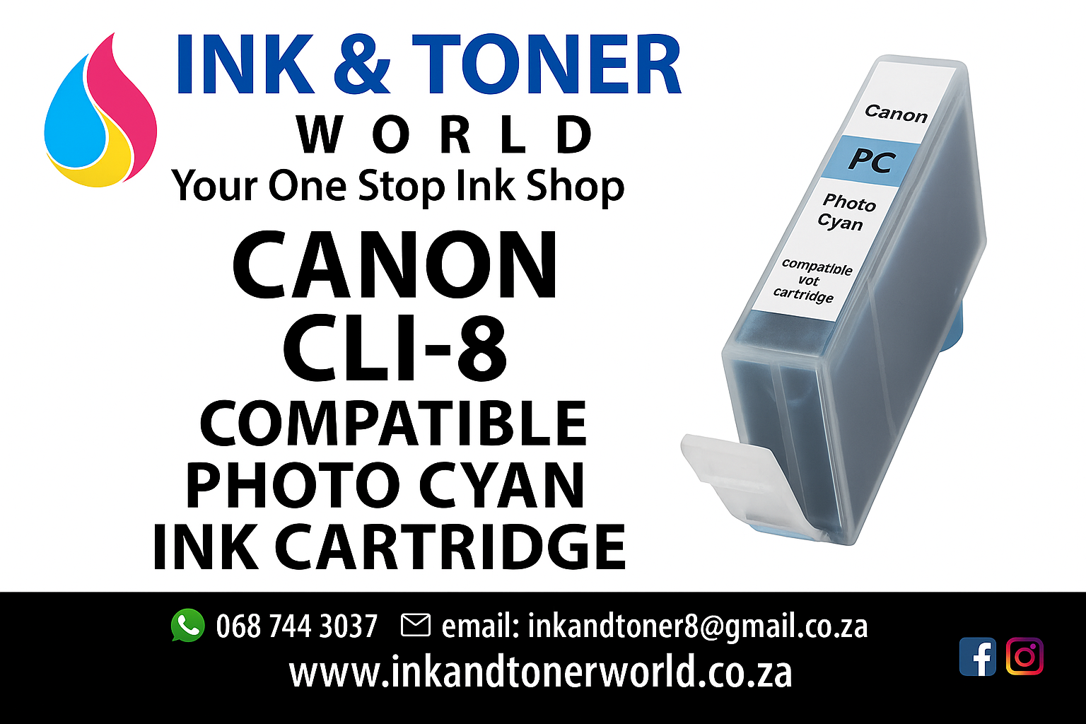 Compatible Canon CLI-8 Photo Cyan Ink Cartridge