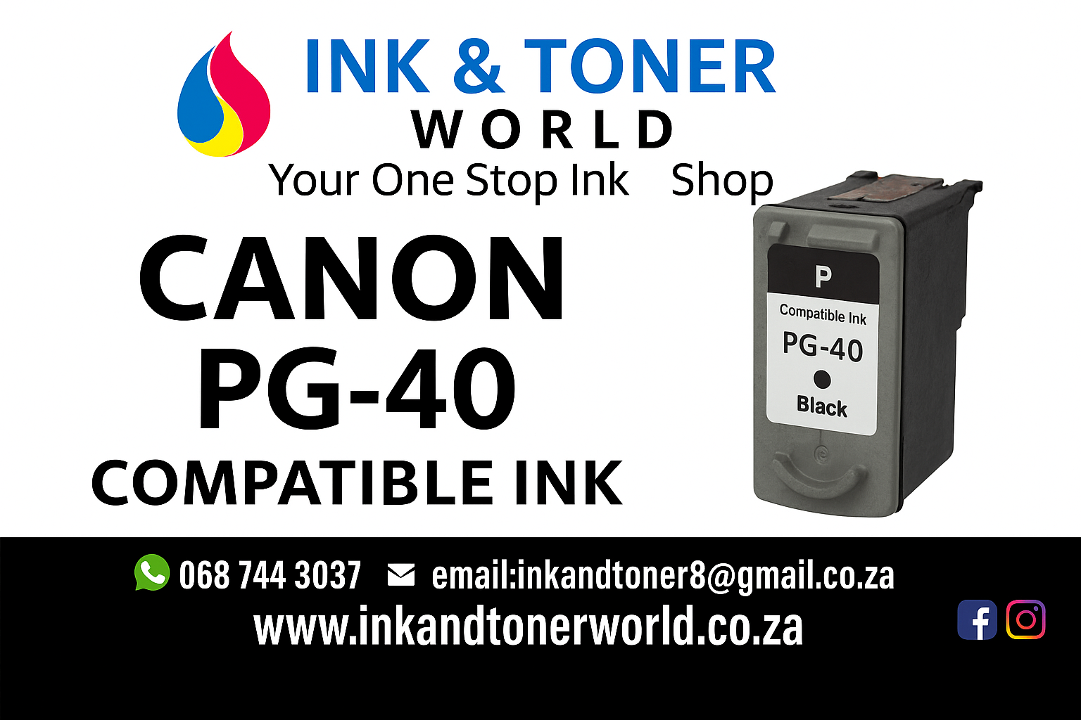 Compatible Canon PG-40 Black Ink Cartridge