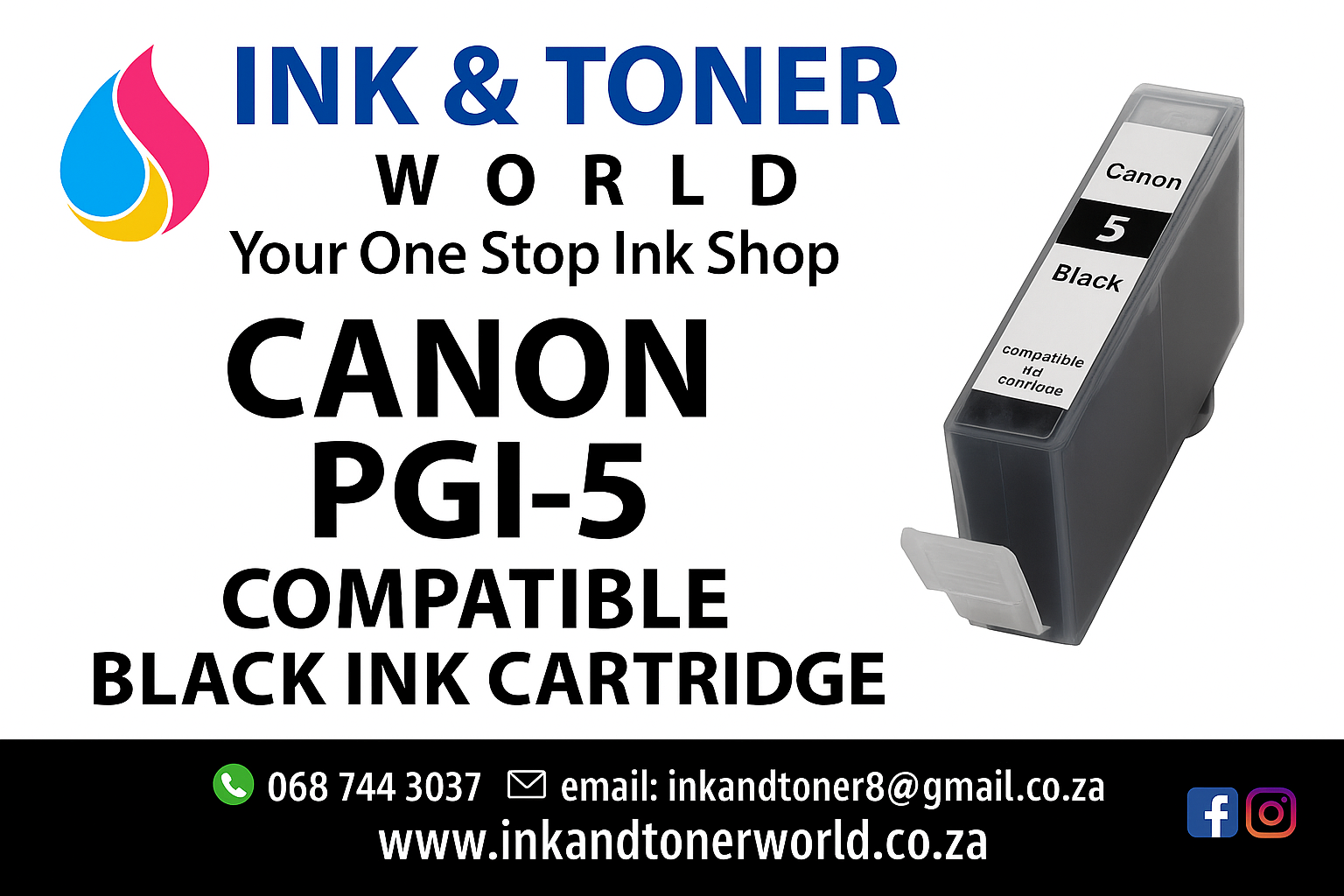 Compatible Canon PGI-5 Black Ink Cartridge
