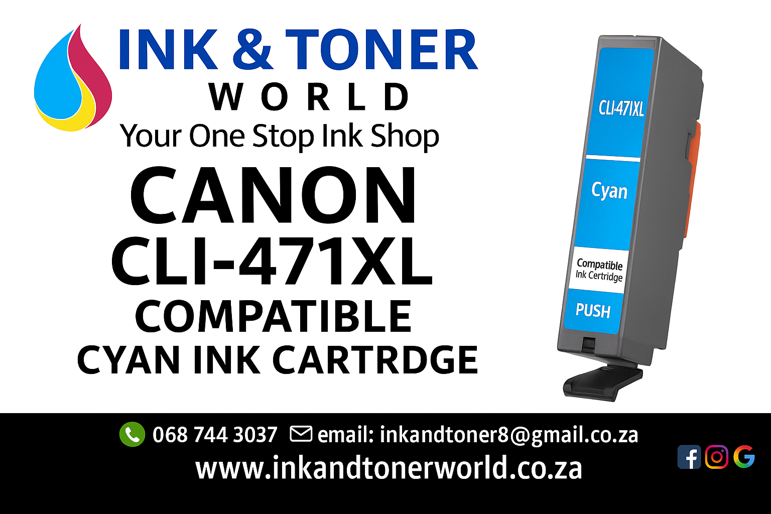 Compatible Canon 471XL Cyan Ink Cartridge