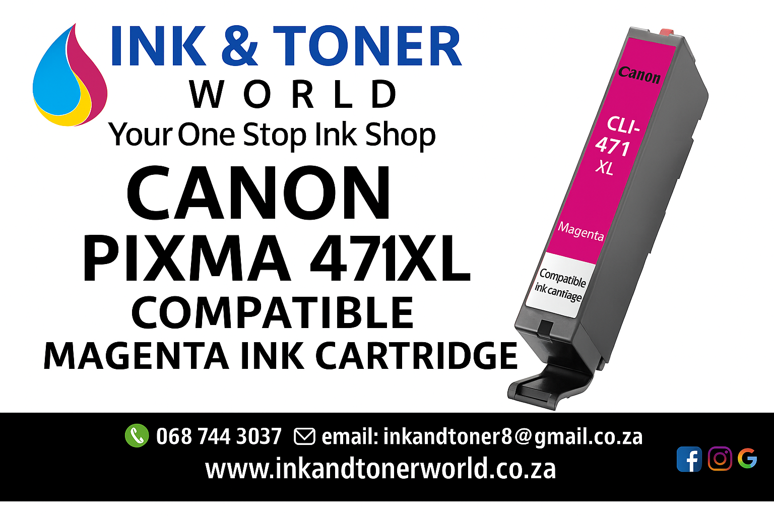 compatible Canon Pixma CLI471XL Ink Cartridge Magenta
