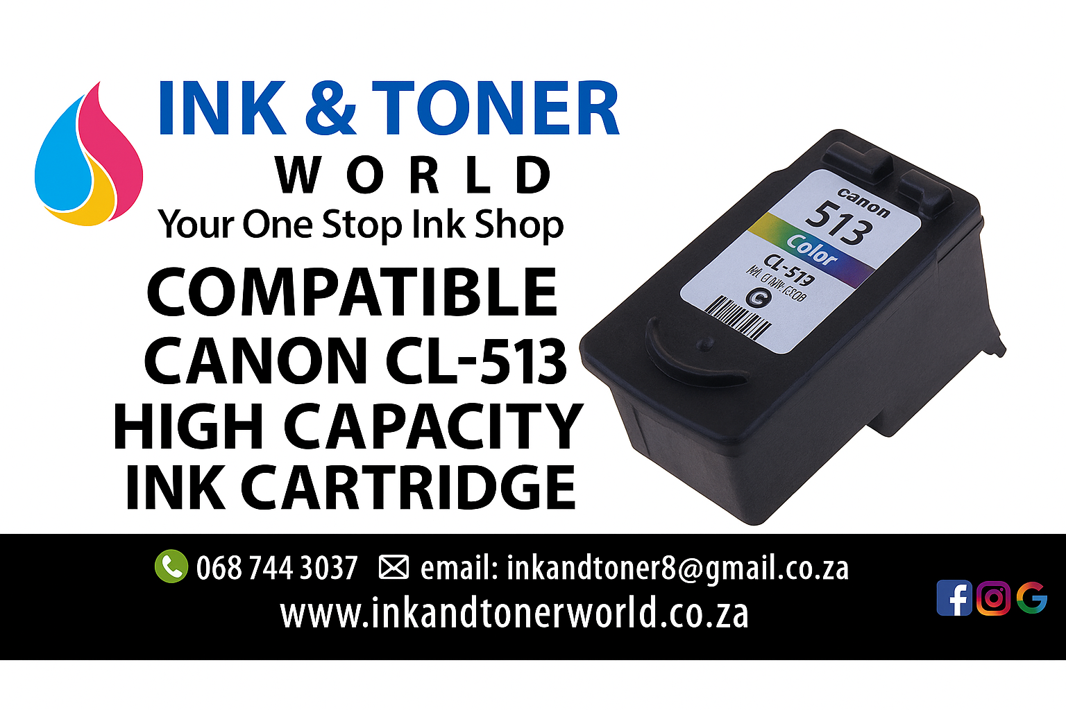 Compatible Canon CL-513 Tri-Colour High Capacity Ink Cartridge