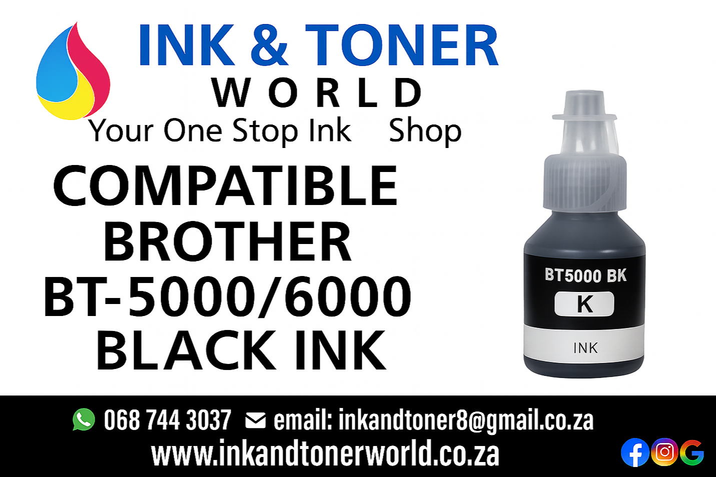 Compatible Brother BT-5000/6000 Black Ink