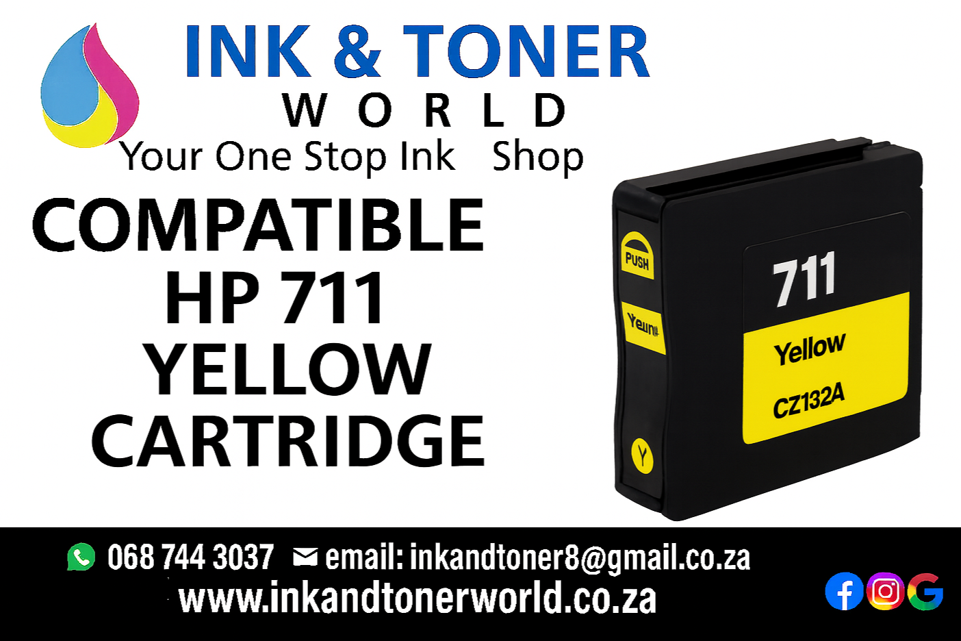 Compatible HP 711 Yellow  Cartridge (CZ132A)