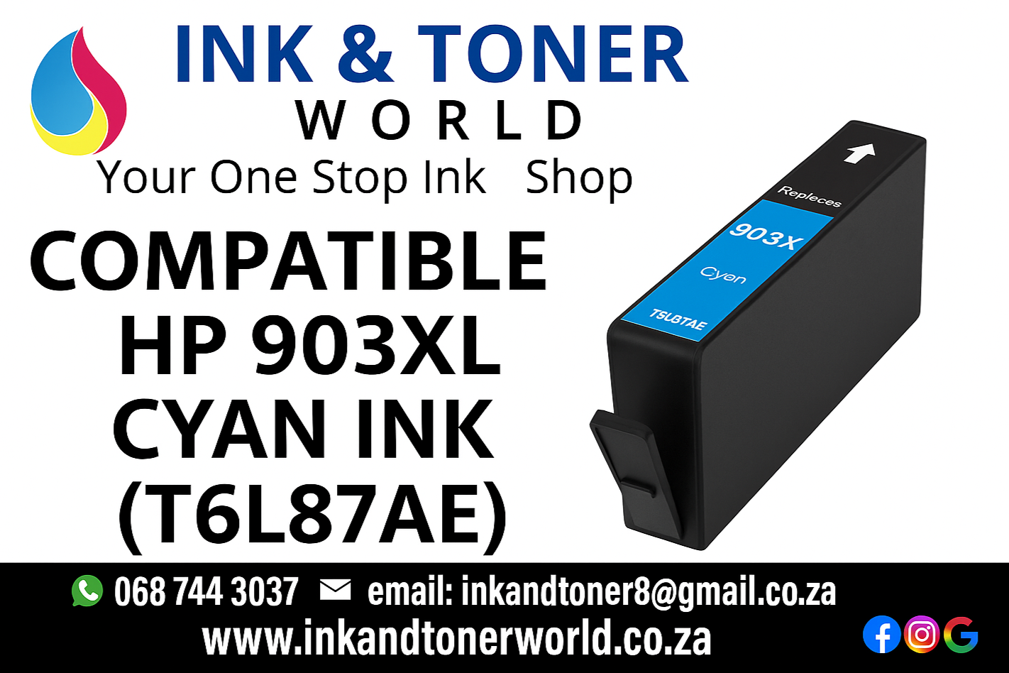 Compatible HP 903XL Cyan  Ink (T6L87AE)