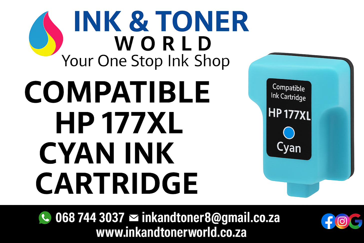 Compatible Hp 177 XL C8774HE Cyan ink cartridge