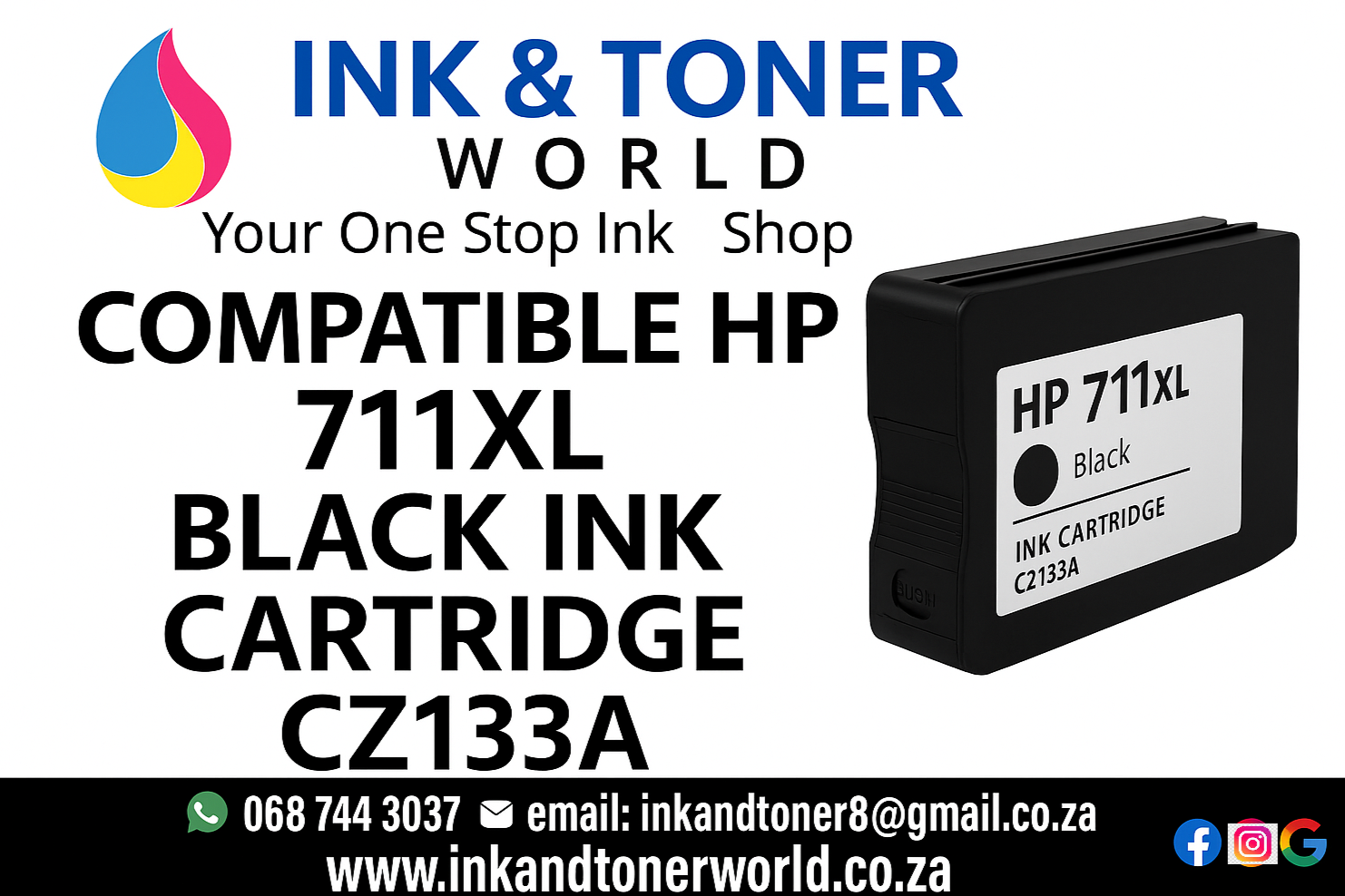 Compatible HP 711 (XL) Black ink Cartridge  CZ133A