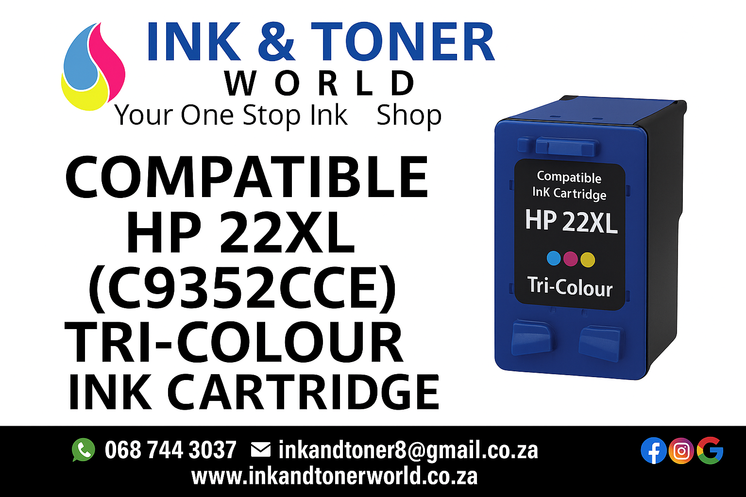 Compatible HP 22XL (C9352CE) Tri-Colour Ink Cartridge