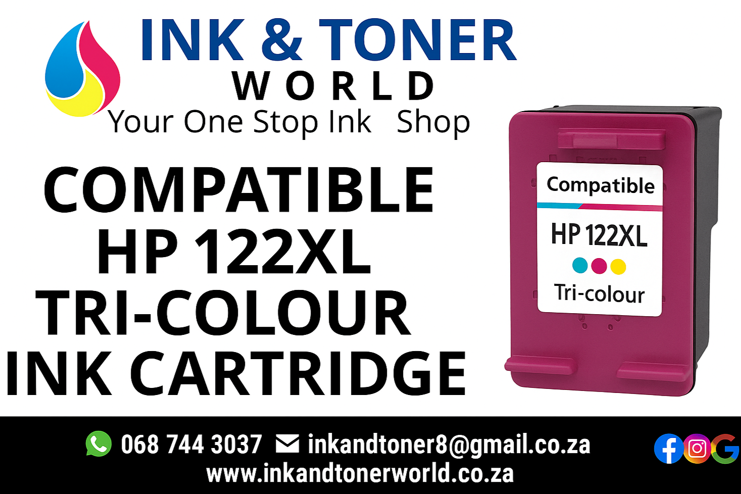 Compatible HP 122XL (CH564HE) Tri-Colour Ink Cartridge