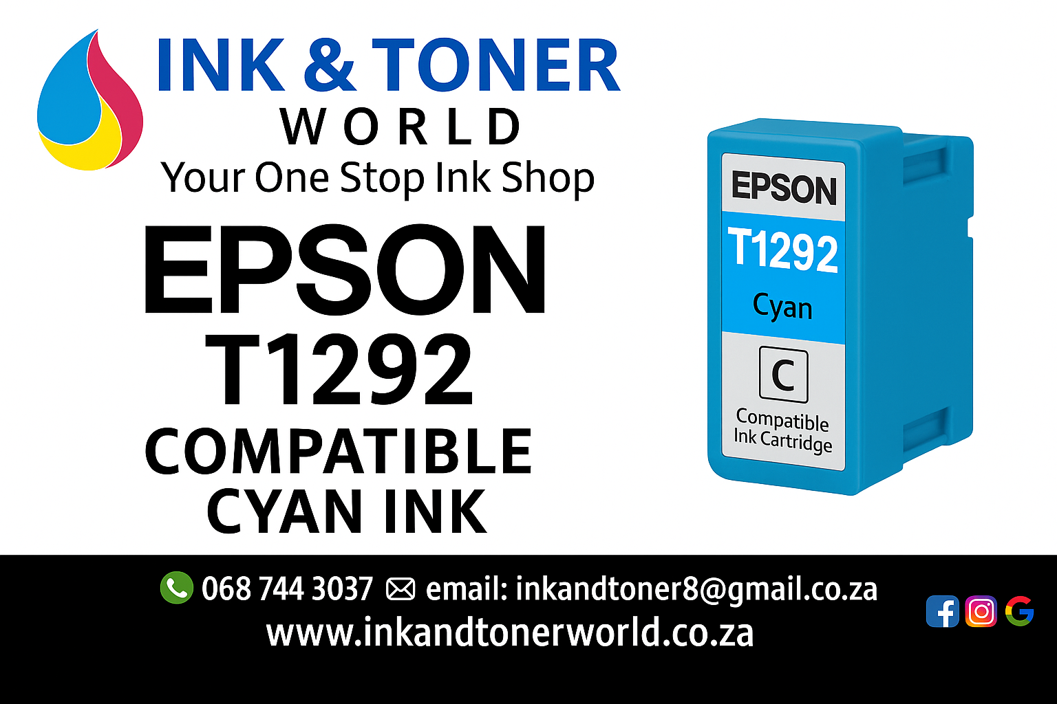 Compatible Epson T1292 Cyan Ink Cartridge