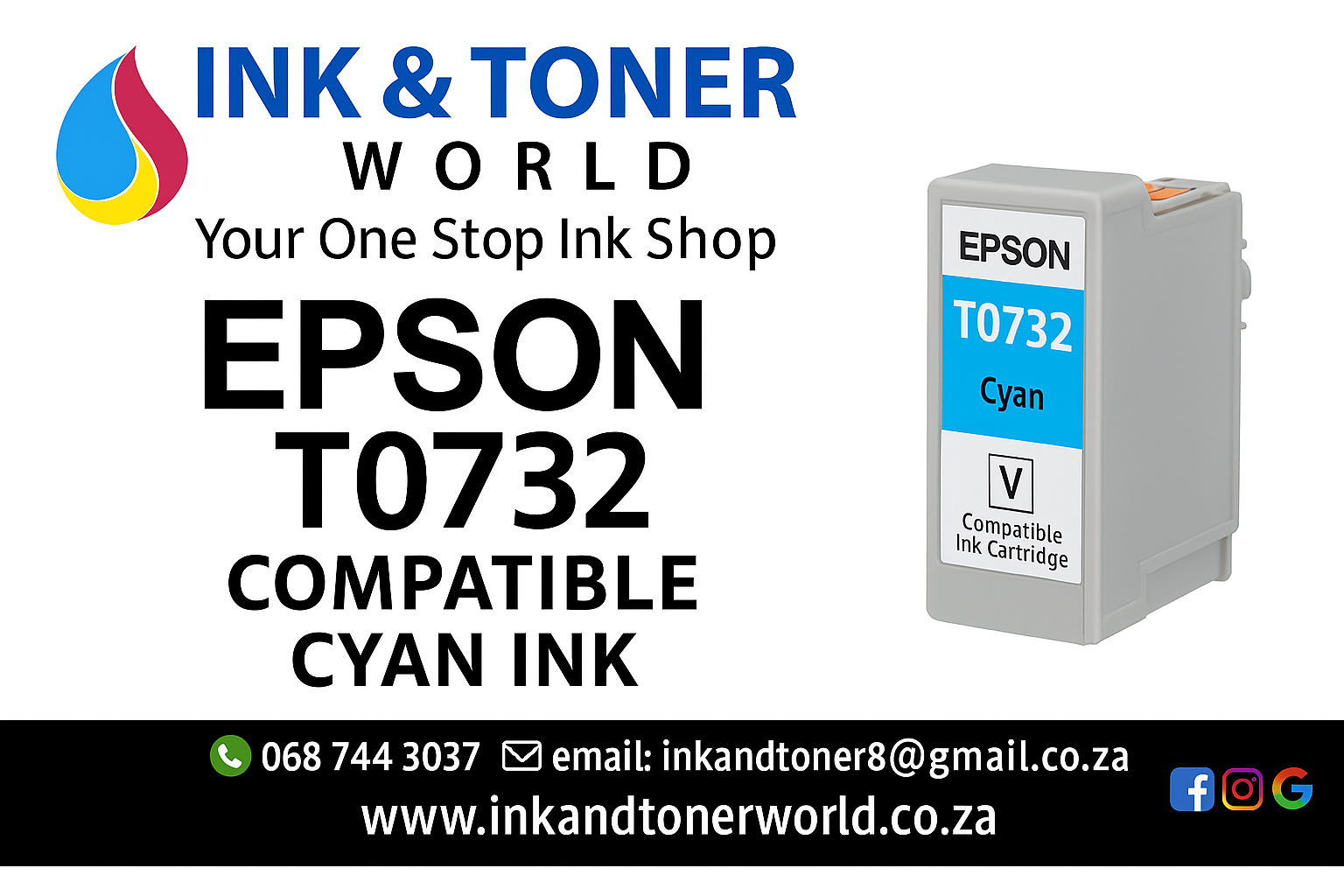 Compatible Epson T0732 Cyan Ink Cartridge
