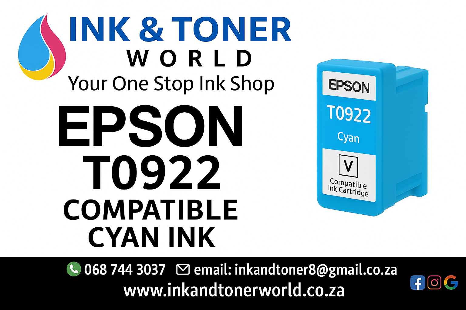 Compatible Epson T0922 Cyan  Ink Cartridge