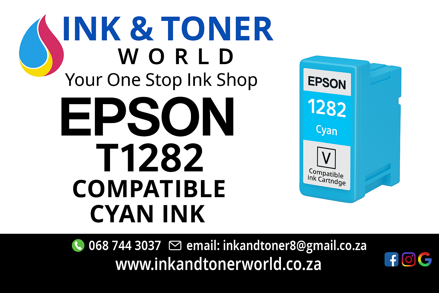 Compatible Epson T1282 Cyan  Ink Cartridge