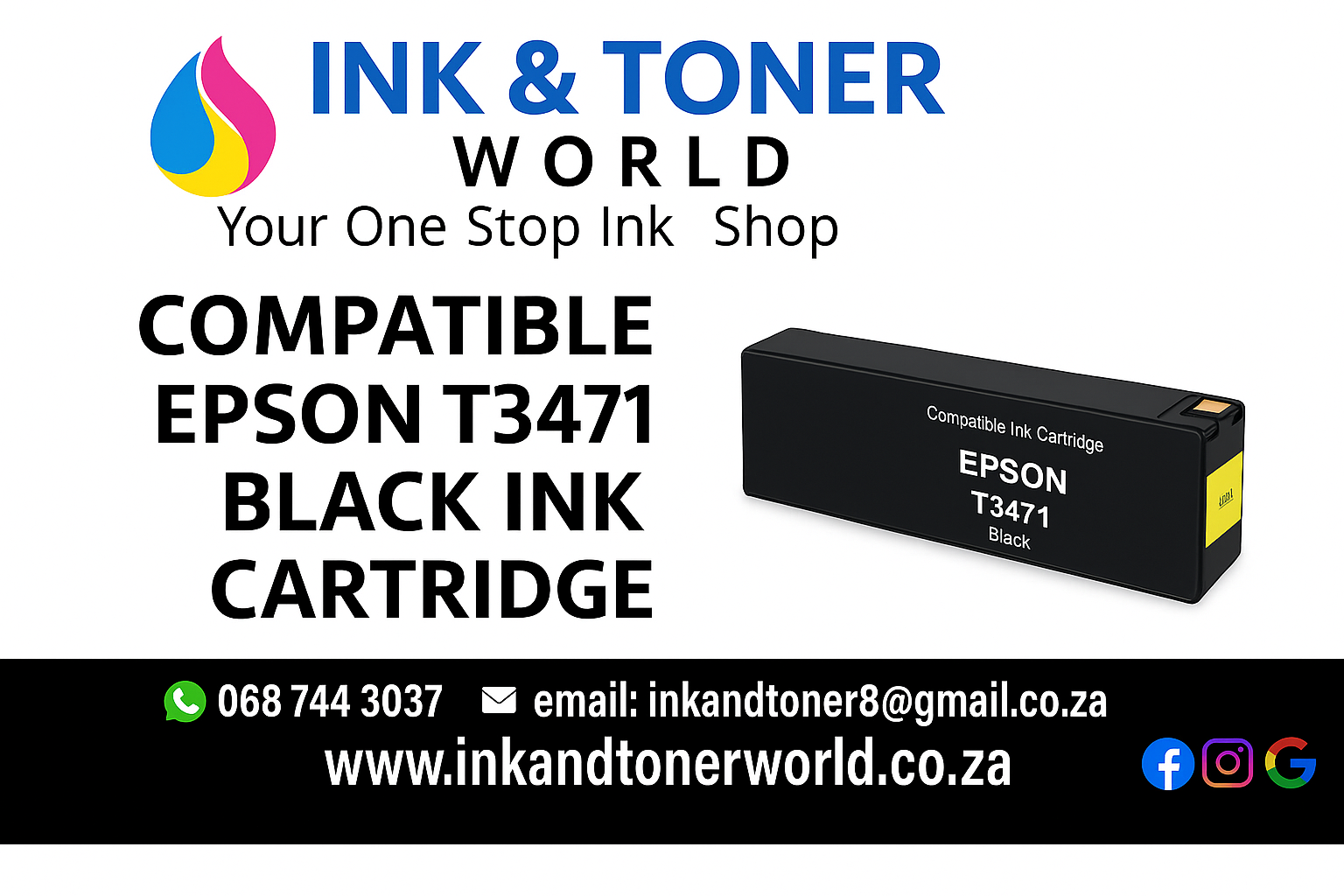 Compatible EPSON T3471 (34XL) - Black  Ink Cartridge